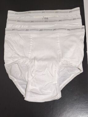Vintage BVD Men's White Classic Briefs Full Cut - 3 Pack Size L 36-38